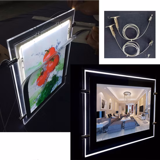 Cadre d'affiche A3 suspendu, boîte à lumière de vente, affichage de fenêtre LED A4 pour Agent immobilier